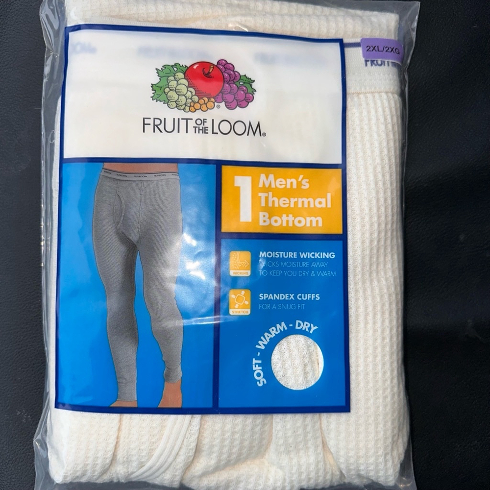 NOS Unopened 2016 Men’s 2XL Fruit Of The Loom Thermal Underwear Bottoms